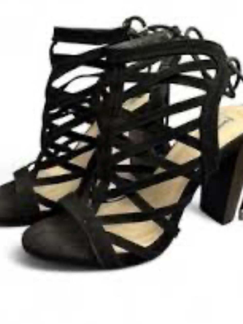 Jennifer Lopez Black Strappy Block Heel Sandals